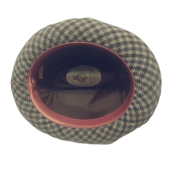 Vintage blue blck classic Tweed Structure Crossstitch strpe fedora unisex hat OS main image 5